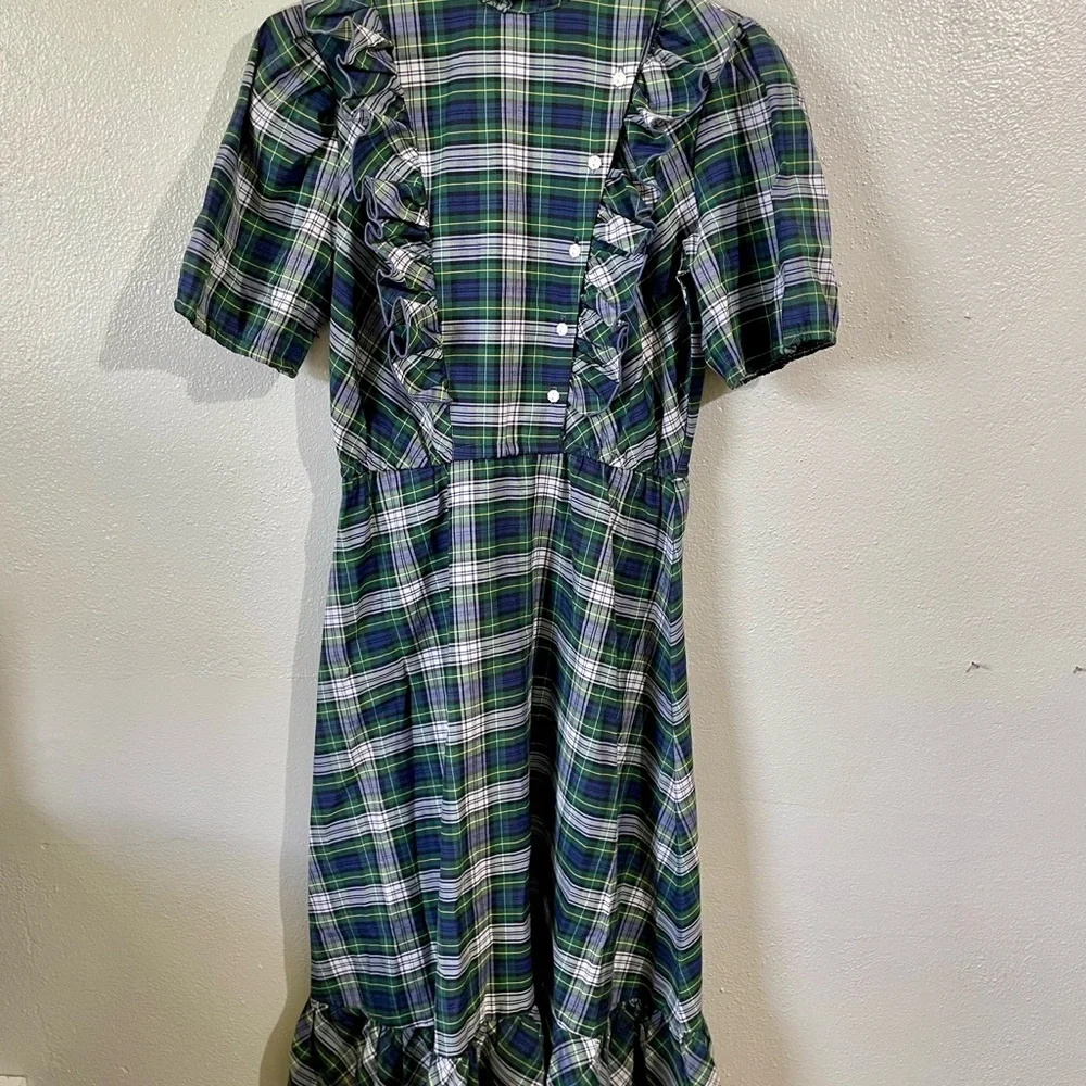 Vintage Union Made Plaid Prairie Dress Lace Trim Cottagecore Girls Sz 5 Cotton